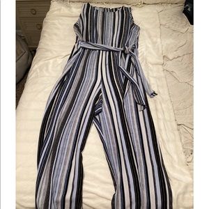 Blue Striped Jumpsuit by ELLE